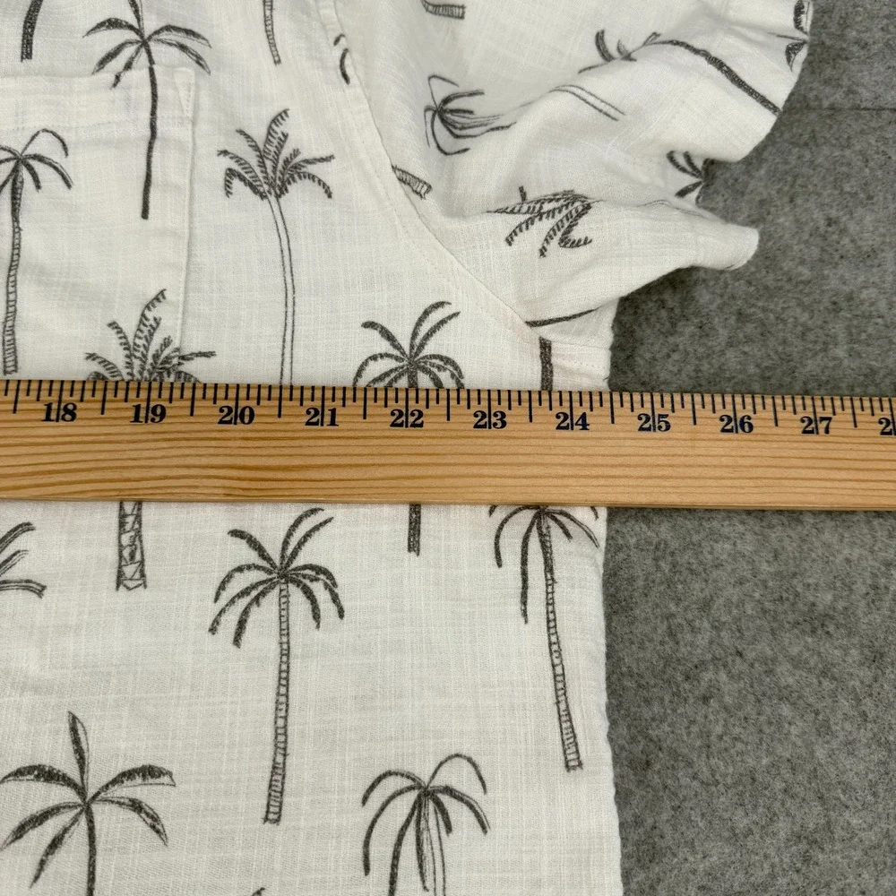 Marine Layer Shirt Mens XL White Green Palm Tree Button‎ Up Hemp Camp Hawaiian - Picture 8 of 10